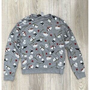 Divided H&M Cat Sushi Crewneck Sweatshirt Gray Shirt Top Juniors Size XS